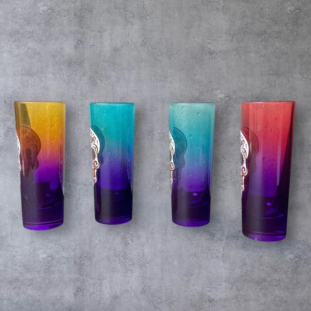 Candy Skull Tall Shooters Set of 4 Day of the Dead 4” Tall 2 Fl. oz.